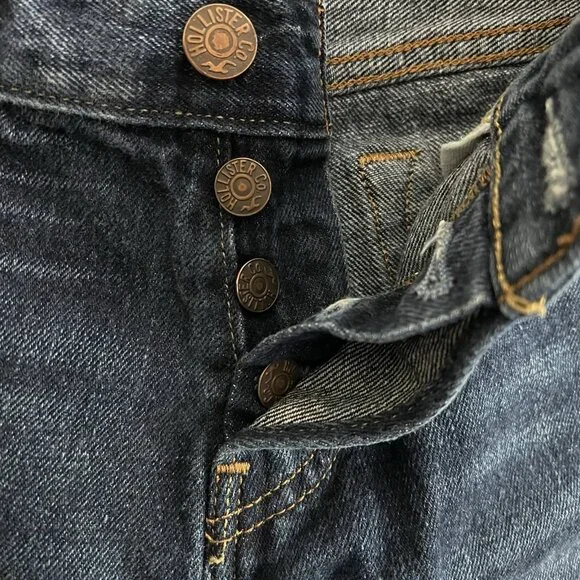 Mens The Hollister Boot Blue Denim Jeans Cotton Button Fly 30X32 Measures 31x31 - Picture 8 of 16